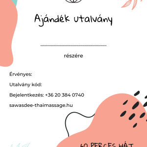 60 perces hátmasszázs ajándékutalvány / Backmassage 60 minutes