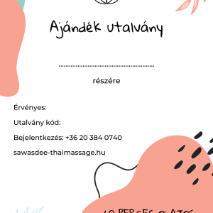 60 perces olajos thai masszázs ajándékutalvány / Oily thai massage 60 minutes