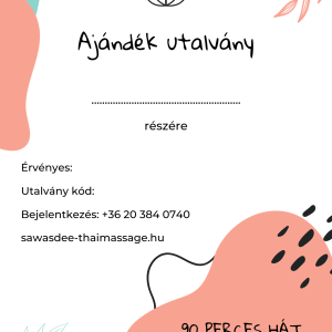 90 perces hátmasszázs ajándékutalvány / Backmassage 90 minutes